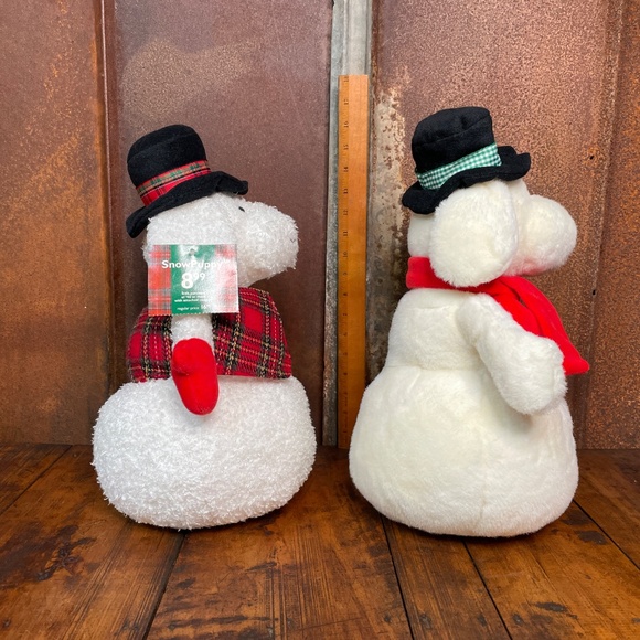Vintage 2000/2001 PetSmart Dog Christmas Holiday SnowPuppy Snowman Plush- 2! - Picture 3 of 11